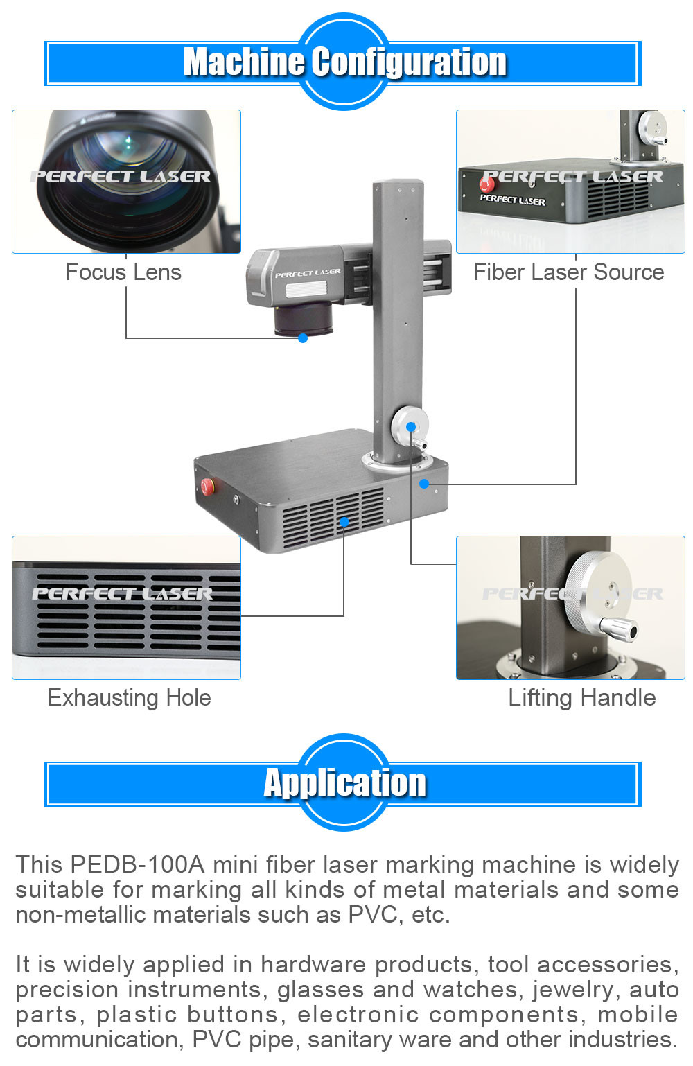 Small Volume Metal Mini Fiber Laser Marking Machine Fast Speed Tabletop 30-60khz