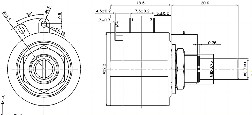 534 Multiturn Potentiometer Wirewound Potentiometer 10-Turn Potentiometer 2W Potentiometer