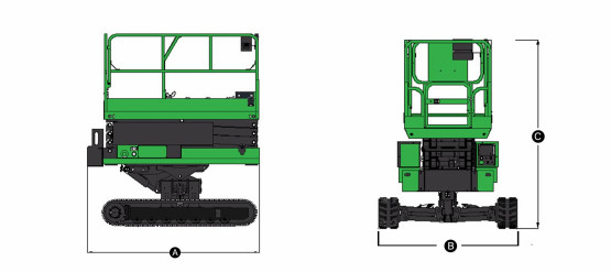 Green Self Leveling Track Scissor Type Aerial Work Platform with 3398kg Weight Capacity
