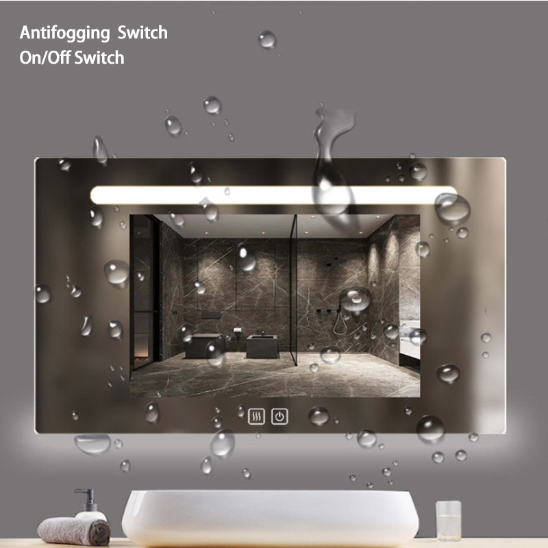 Bathroom mirror light square smart mirror light hotel led anti-fog waterproof smart with date temperature