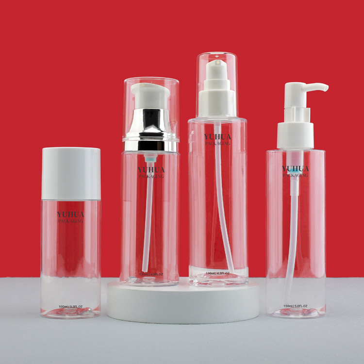 100ml 130ml 150ml Plastic Lotion Bottle Frosted Transparent Cylinder Round Bottle With Pump
