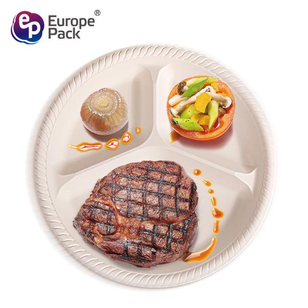 Eco friendly 9 inch biodegradable corn starch 3 compartments picnic plate