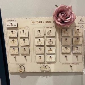 Wooden Daily Routine Chart My Daily Routine Chore Board Planner Lines Checklist