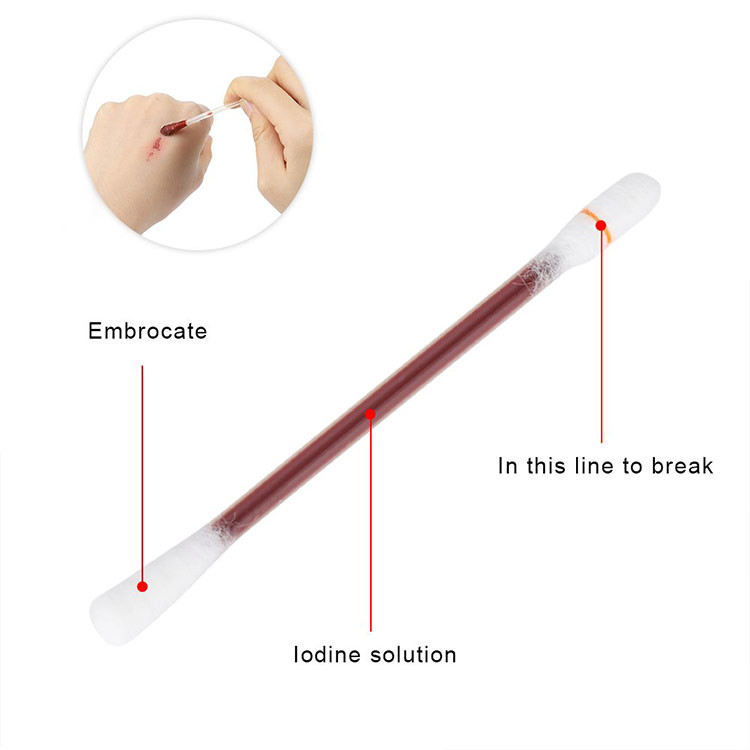 Disposable Professional Iodine Disinfeting Cotton Swab For Sterile