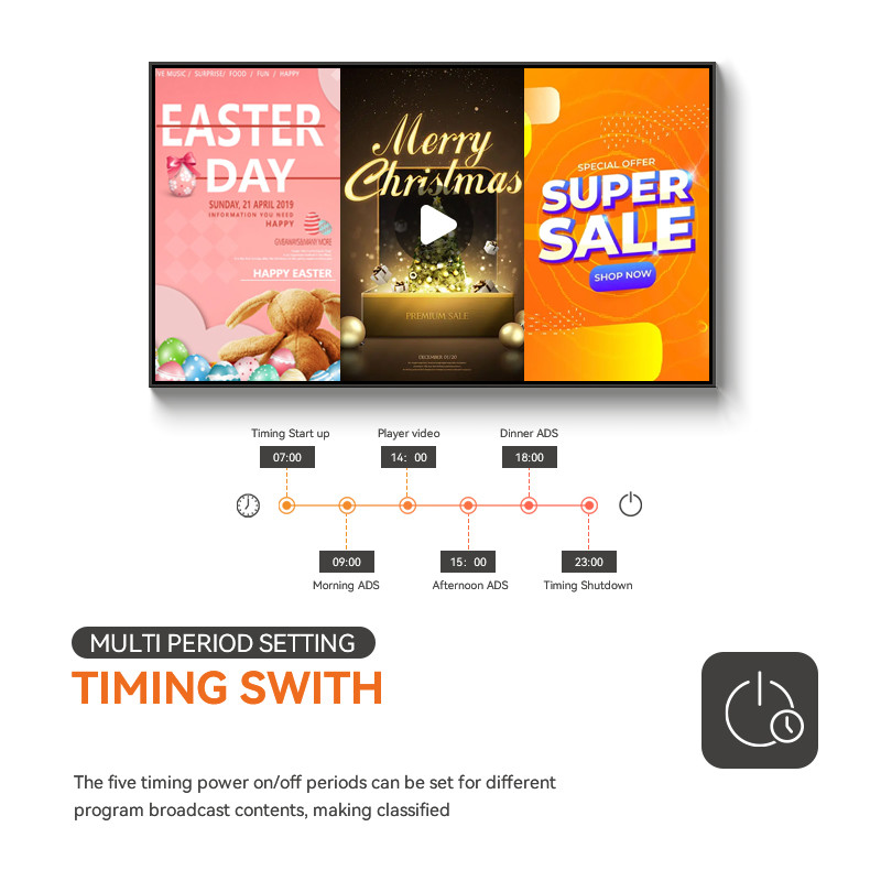 Wall Mounted 43 Inch WiFi 1G+8G Frameless Advertising Pc Android Tablet App Control
