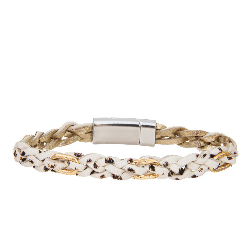Women'S Genuine Leather Braided Bracelet Handmade with Magnetic Clasp