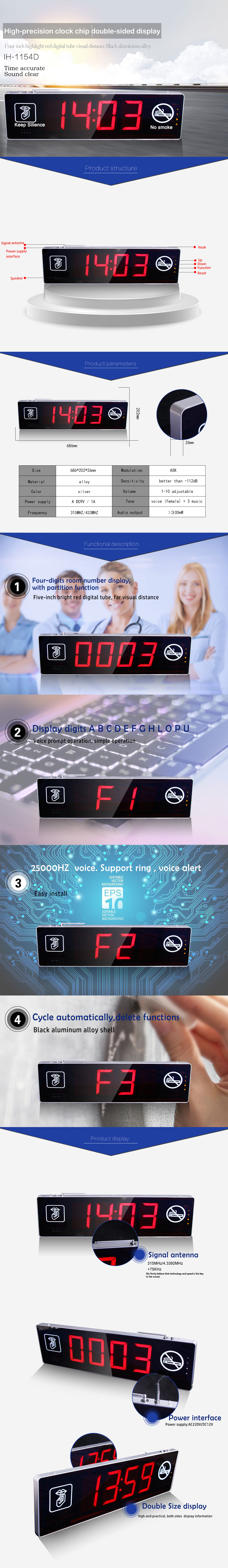 Hospital ward equipment high precision clock chip double sides display