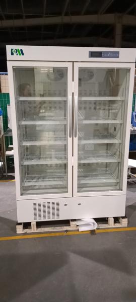656L High Quality Double Glass Door Upright Pharmacy Medical Refrigerator For