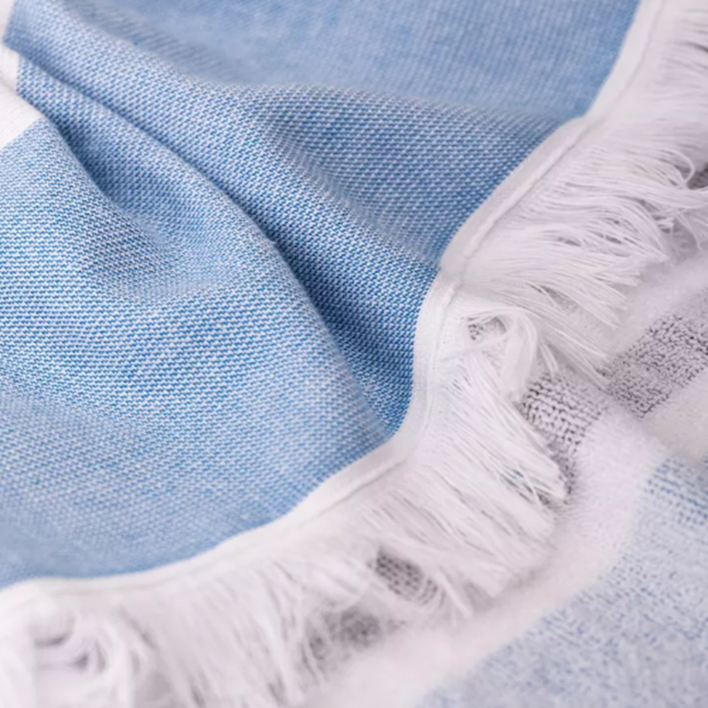 Extra Large Peshtemal Beach Towel with Reinforced Fringe and Compact Foldability