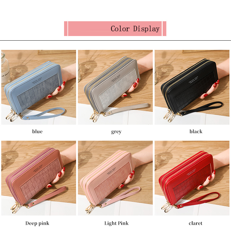 Custom Logo Avaliable Fashion Pu Leather Multi-card Mobile Phone Charger Wallet for Women