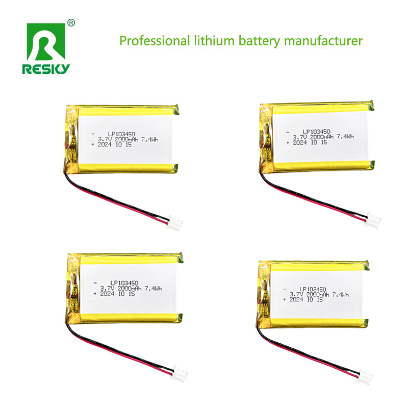 103450 Lithium Polymer Battery Pack 3.7V 7.4V 2000mAh Rechargeable Lipo Batteries