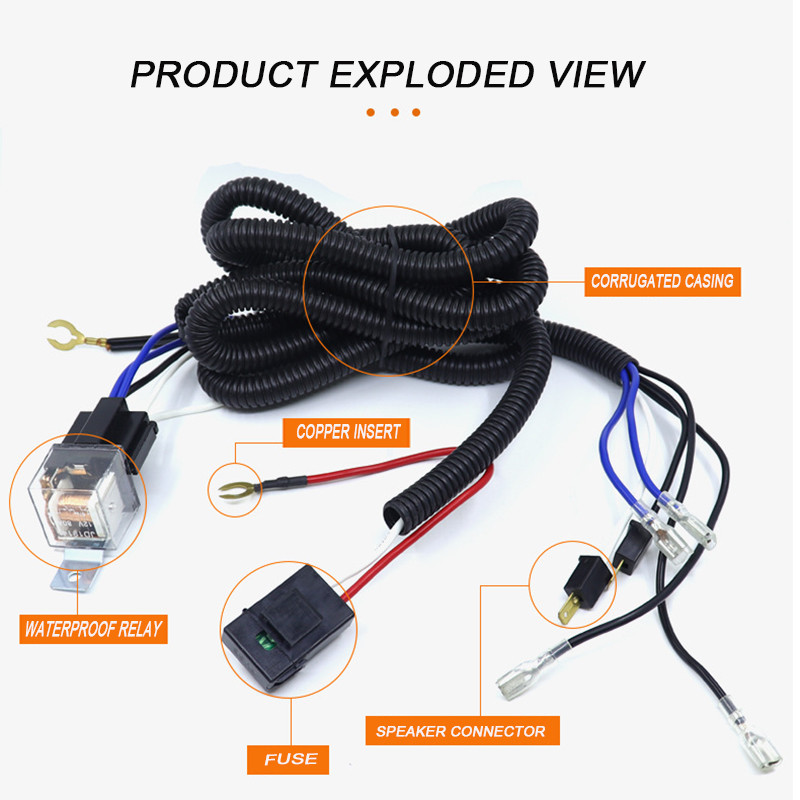 12V 24V Universal 900mm Electric Vehicle Cable For Car Horn Modified