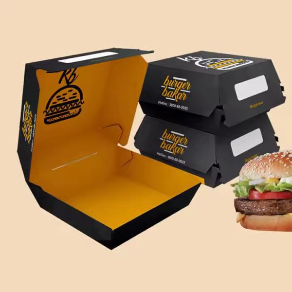 eco-friendly custom printed logo biodegradable food takeaway burger box
