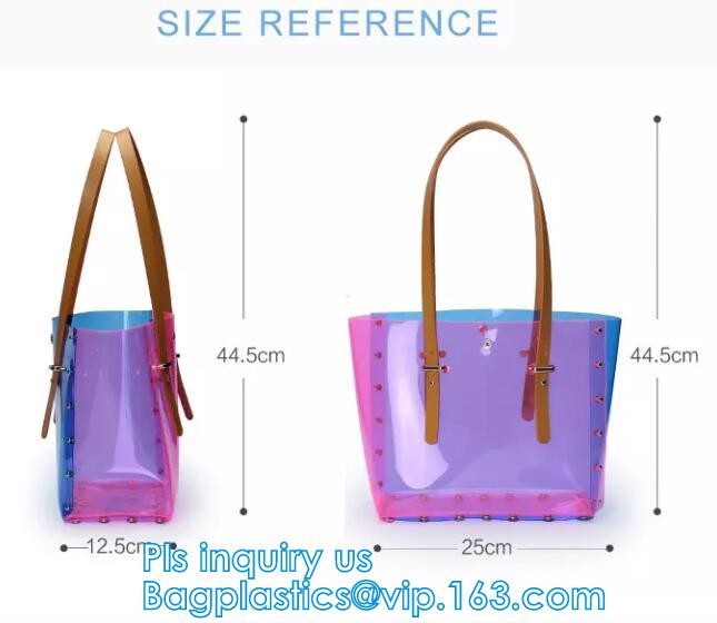 Leisure PVC Purple Handbag For Ladies, Promotional Handbags, Summer Beach Bag PVC Clear Transparent Handbag Women Should