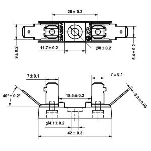 6X30 PCB Mount Fuse Holder Block 25A UL lnsulation Resistant