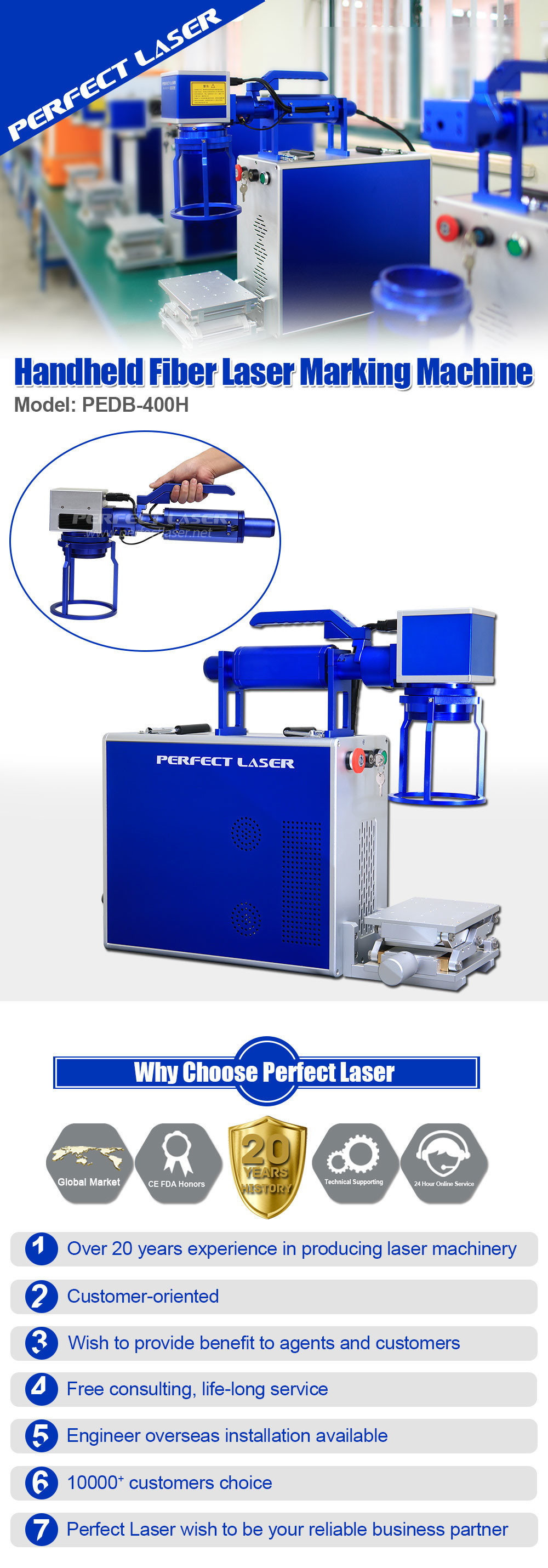 50W Desktop Hand held Laser Marking Machine PEDB - 400H 220 Operating voltage