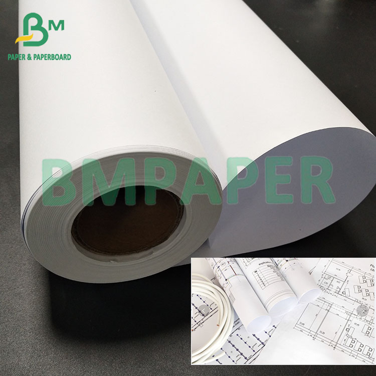 20LB White Uncoated CAD Bond Paper For Engineering 24"*150ft Rolls