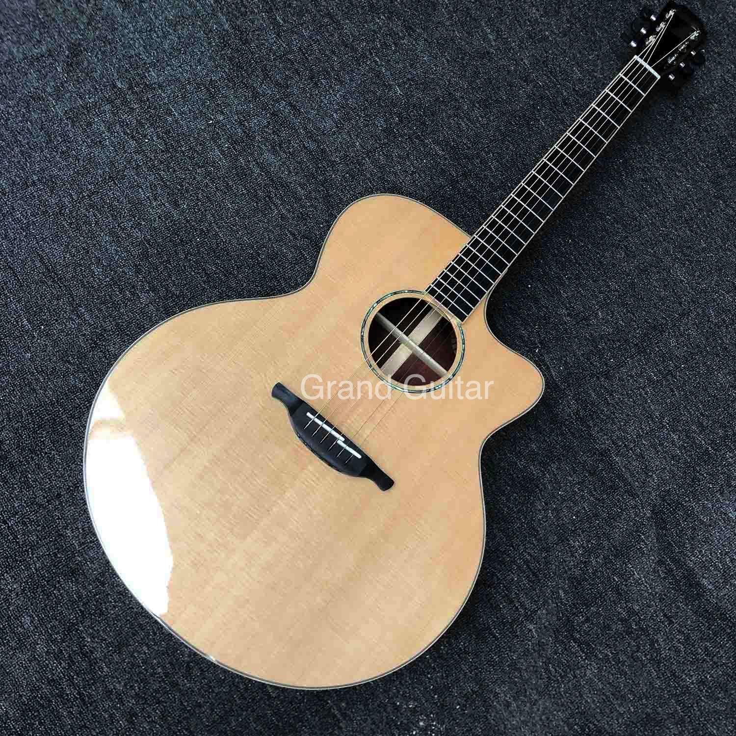 Custom Solid Cocobolo Wood Back Side Cutaway Acoustic Guitar in Natural