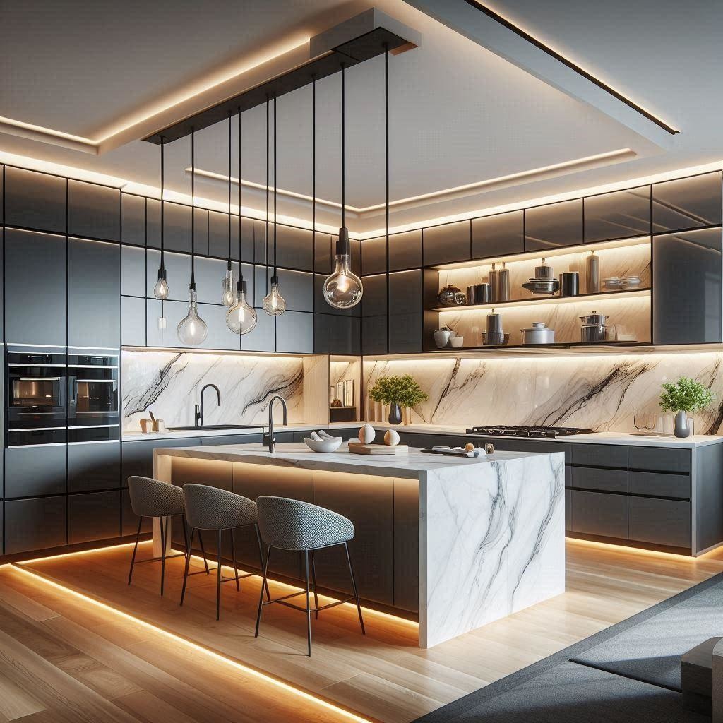 Custom Complete Modern Gloss Melamine Kitchen Cabinet Island Furniture