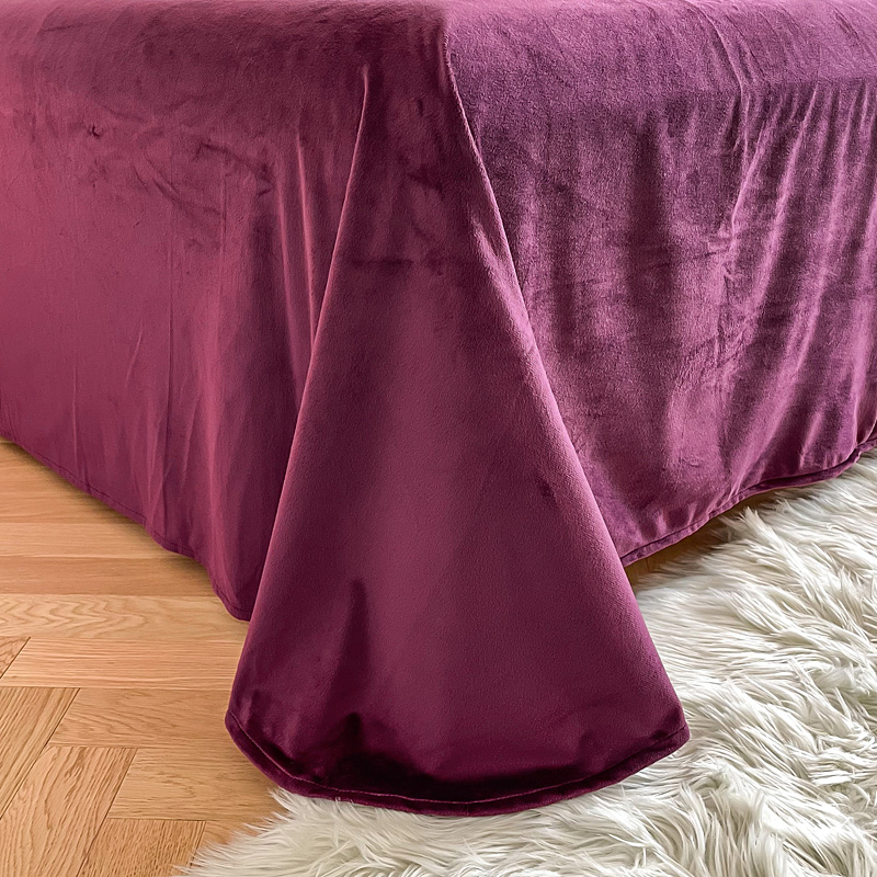 200TC Thread Count Purple Color Luxury Shaggy Warm Mink Velvet Bedding Set for Winter