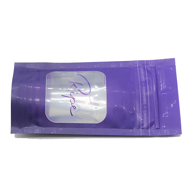 Custom Logo Purple Plastic Stand up Zip Lock Pouch Packaging Mylar Bags with Window