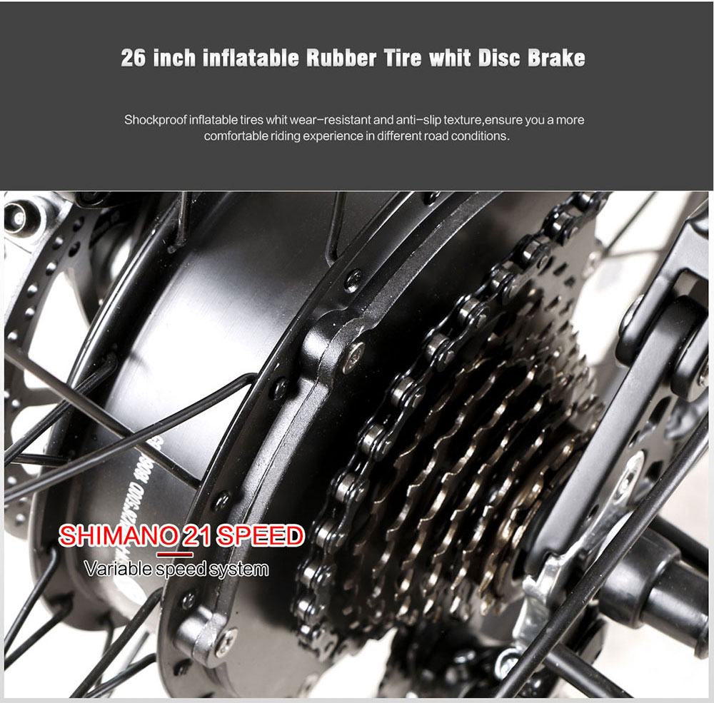 Portable Samebike Lo26 Moped Electric Bike With 30-50Nm Torque