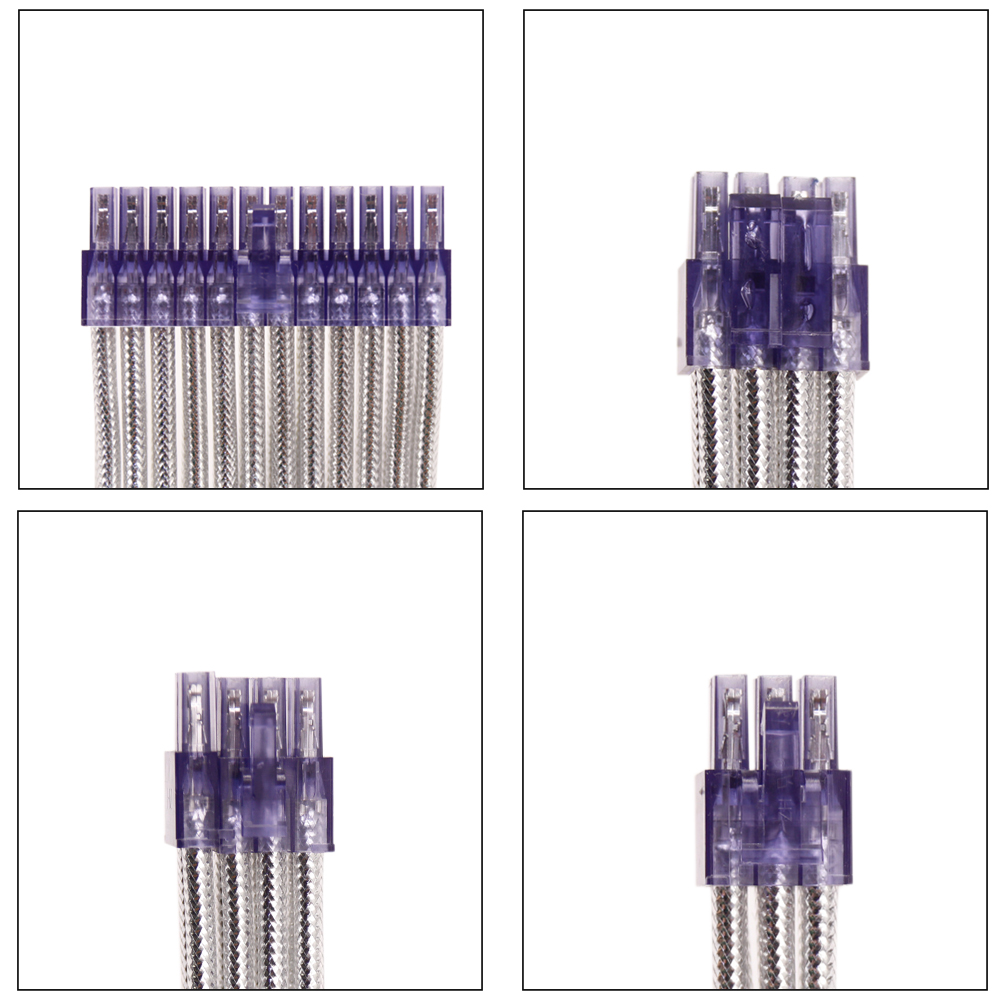 PC Pwer Supply Silver Plating Reflects Light Extension Cable for Computer Extension Cord 24PIN 4+4PIN 6+2PIN