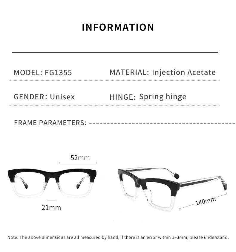 Stylish Acetate Thick Square Eyeglasses Oversized eco friendly Square Frame Eyewear