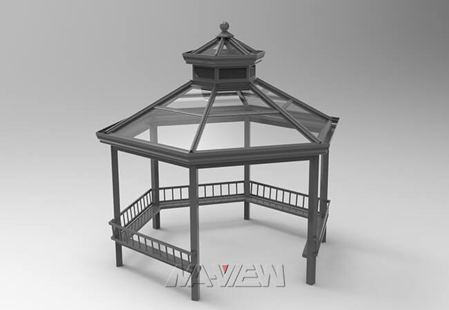PVDF Coating Metal Roof Patio Gazebo Residential Garden Gazebo With Sides