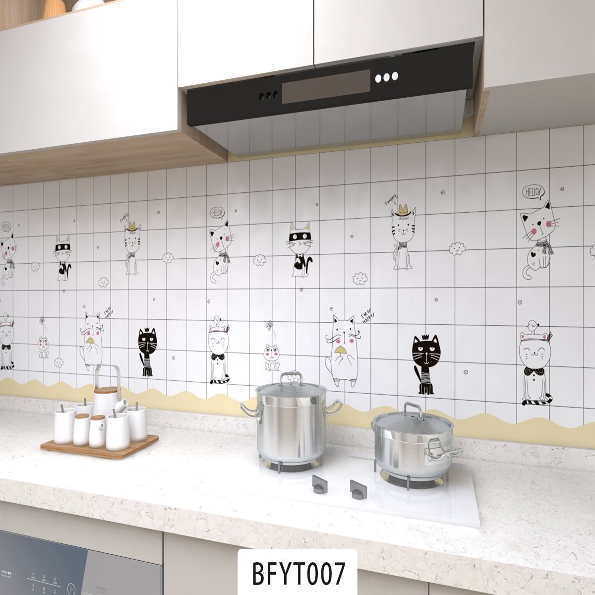 PVC Material Kitchen Sticker Thicken Durable Vinyl Wallpaper Oil Proof