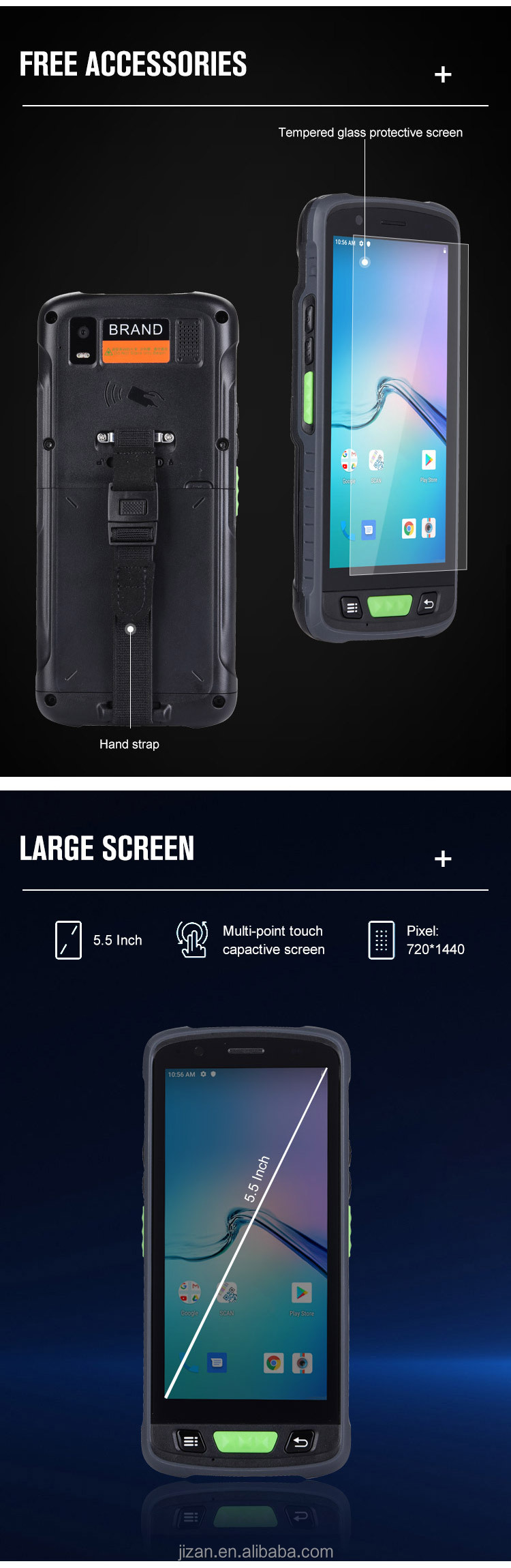 Hf Uhf Rfid Lf Reader 16MP Camera GPS Android Mobile JZIOT V9000P PDA 125KHz RFID Card Reader