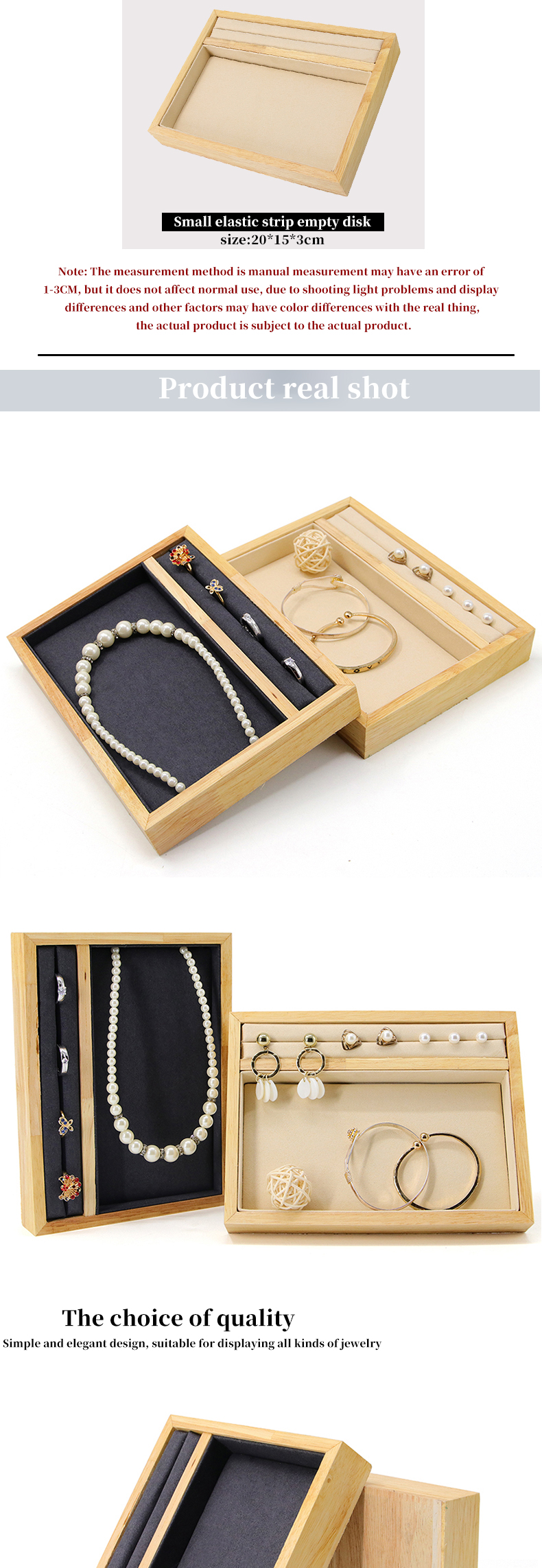 Solid Wooden Multi-Function Jewelry Display Holder Tray for Ring Pendant Ear Stud