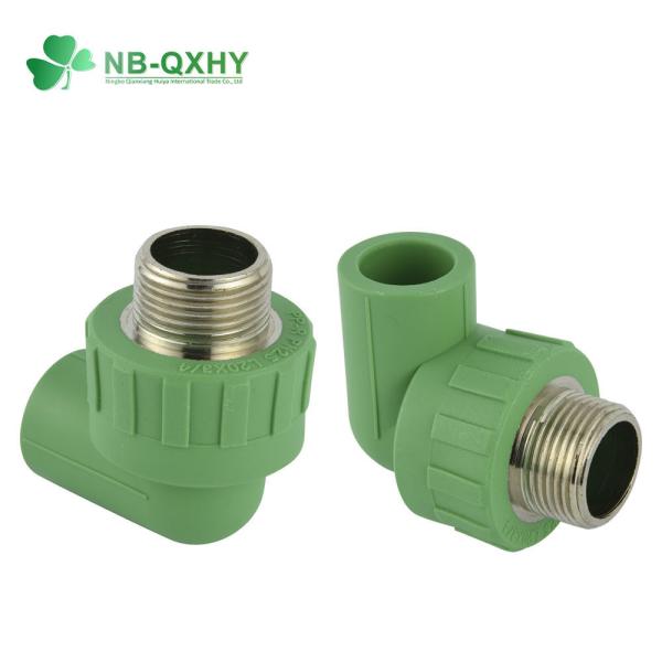 Middle East Market Green PPR Pipe Fitting Male Thread Elbow with Brass for Hot