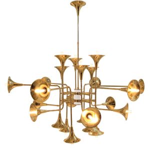 China Indoor Home Decoration Lamp Modern Gold Instant Pendant Light With Horn Lampshade on sale