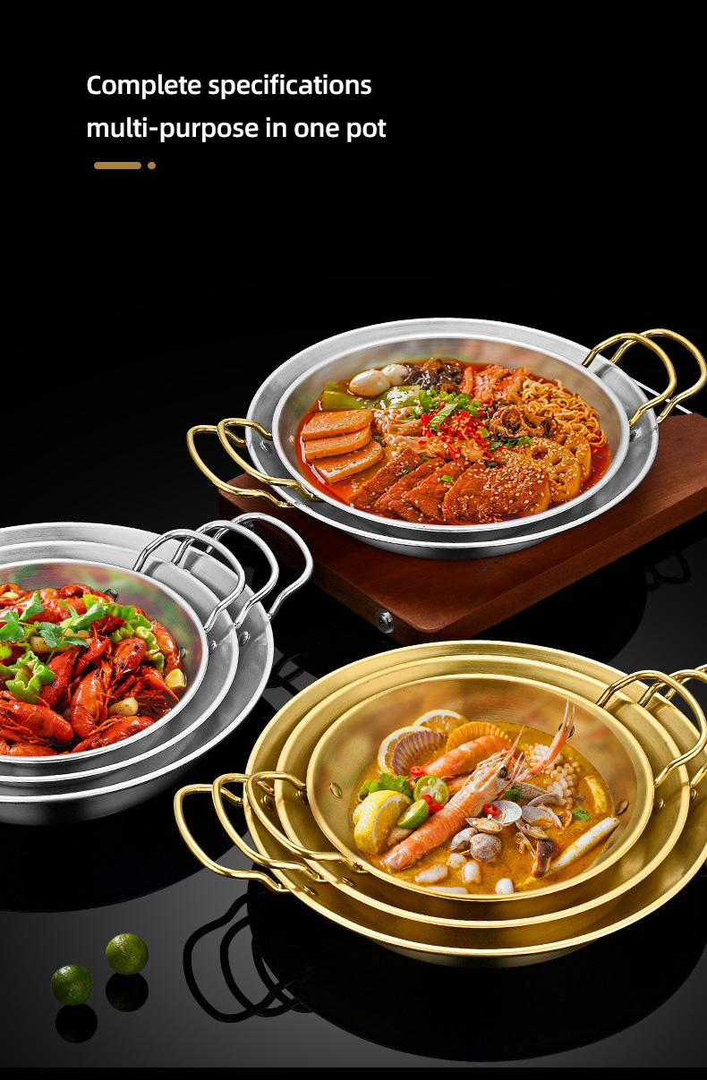 Wholesale Top Seller Kitchen Seafood Cookware Pan Stainless Steel Cooking Paella Pan Frying Pan