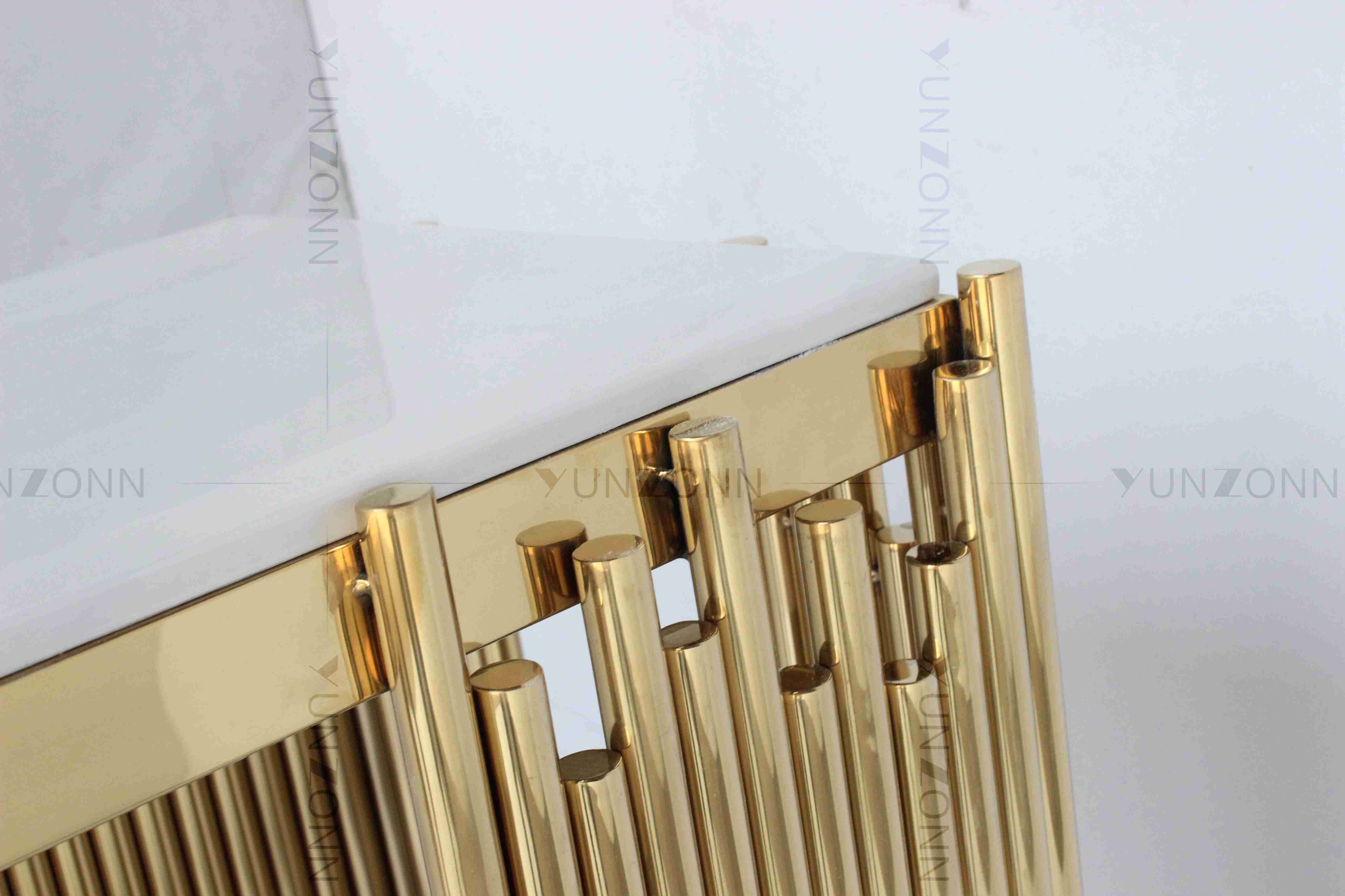 Tubular Modern White And Gold Console Table Wall Cabinet Shelf Luxury Furniture