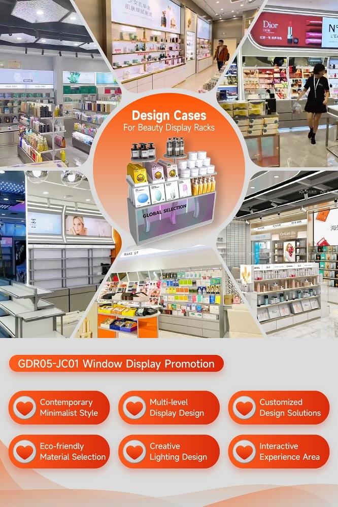 GDR05-JC01 Retail Display Rack with T8 White Light Tube and 5mm Laser Acrylic for Cosmetics Retail Stores