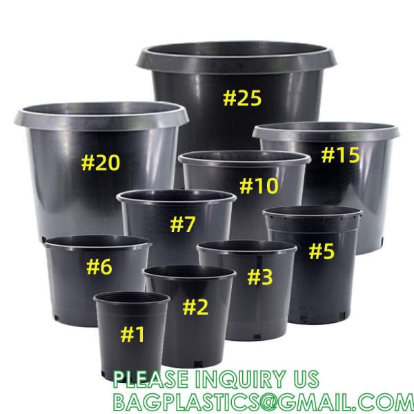 Multi Drainage Holes, Plastic Black Square Plant Flower Nursery Pot, Planter