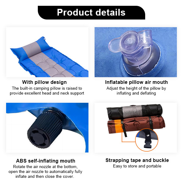 Portable Self Inflating Sleeping Pad Foam Waterproof Air Mattress With Pillow