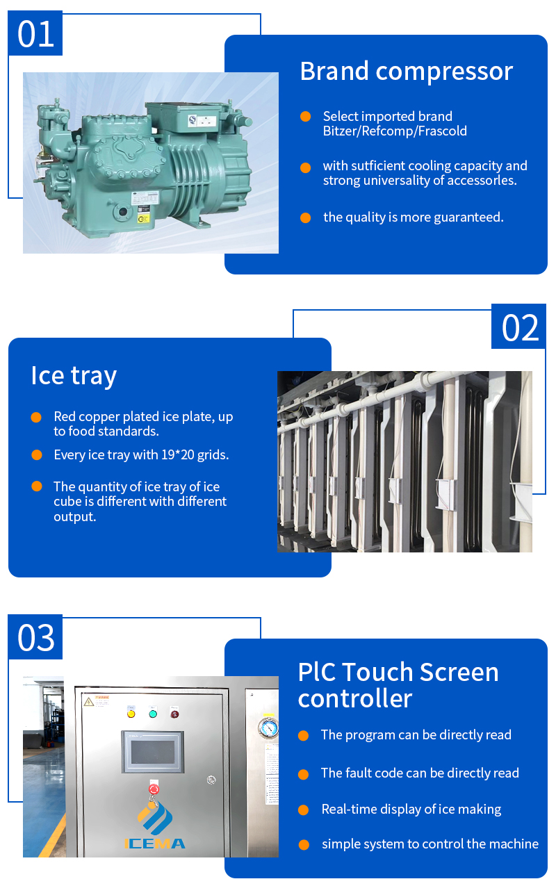 ICEMA 2T/24H ice machine automatic ice cube maker machine for ice plants
