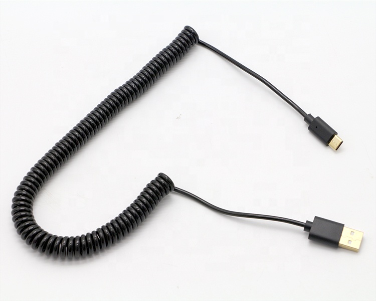 Custom 1M 2M 3M Fast Charging Spring Coiled Spiral USB Type C Cable