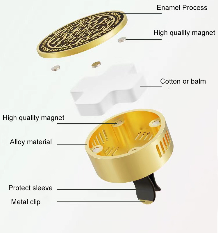 Custom Logo Car Perfume Diffuser Vent Clip Enamel for Car Aromatherapy