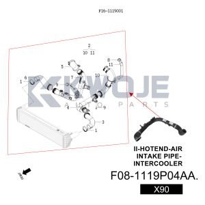 OEM F08-1119P04AA Auto Parts II-HOTEND-Air Intake Pipe Intercooler For Jetour