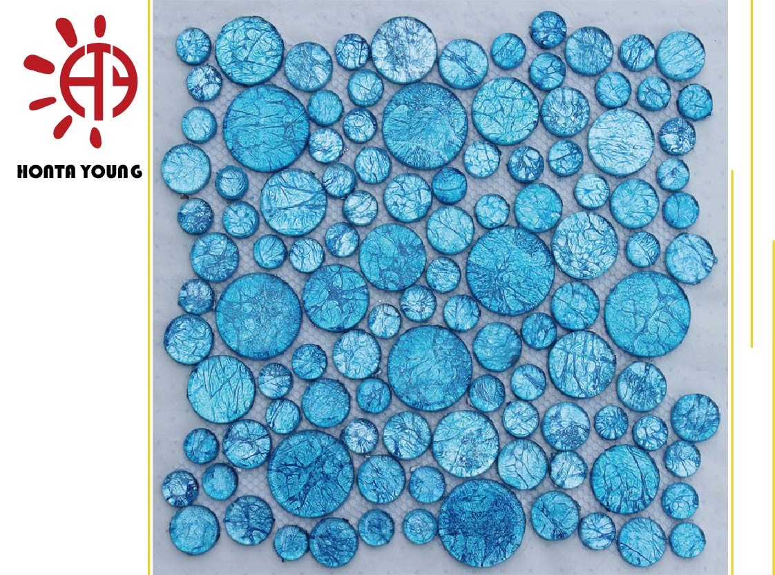 HTY - TC 300 300*300 Best Selling Glass Mosaic Rhombus Blue Wall Tile for Wall Designs