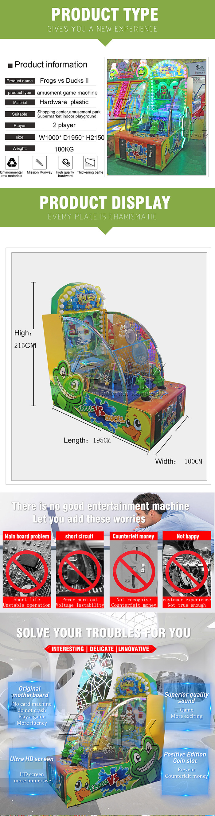 Hardware Material Shooting Arcade Machines Frogs Vs Ducks II Simulator Game