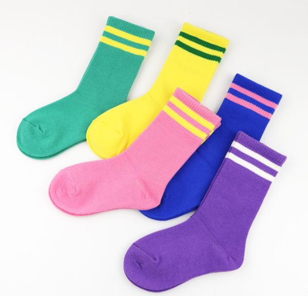 Fashion Kids Colorful Socks , Kids Striped Socks With Cotton / Nylon / Spandex