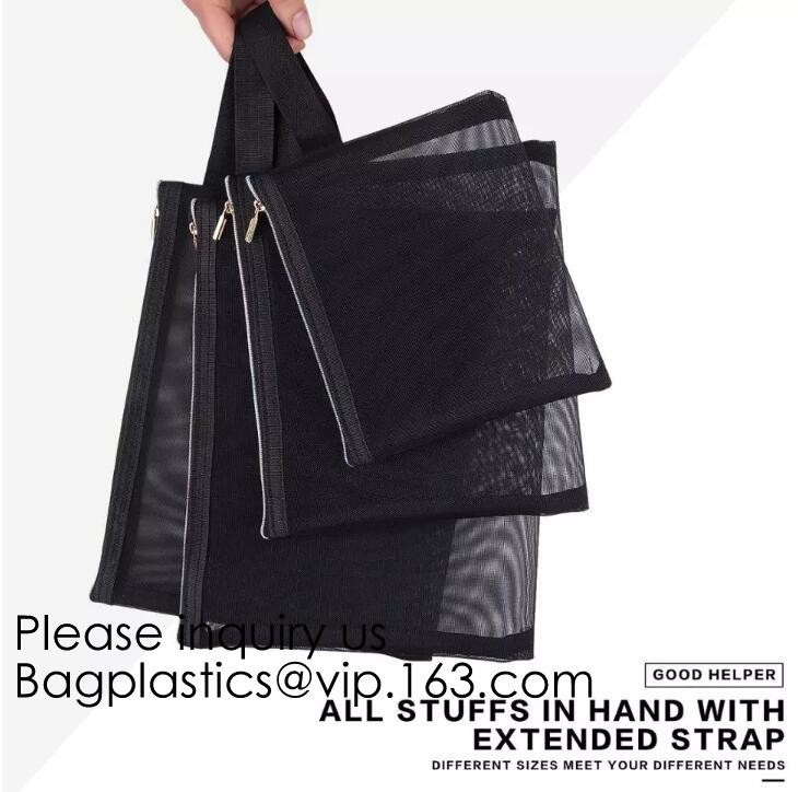 Zipper Mesh Bags, Pack of 4 (S/M/L & Pencil Pouch), Beauty Makeup Cosmetic Accessories Organizer, Travel Toiletry Kit Se