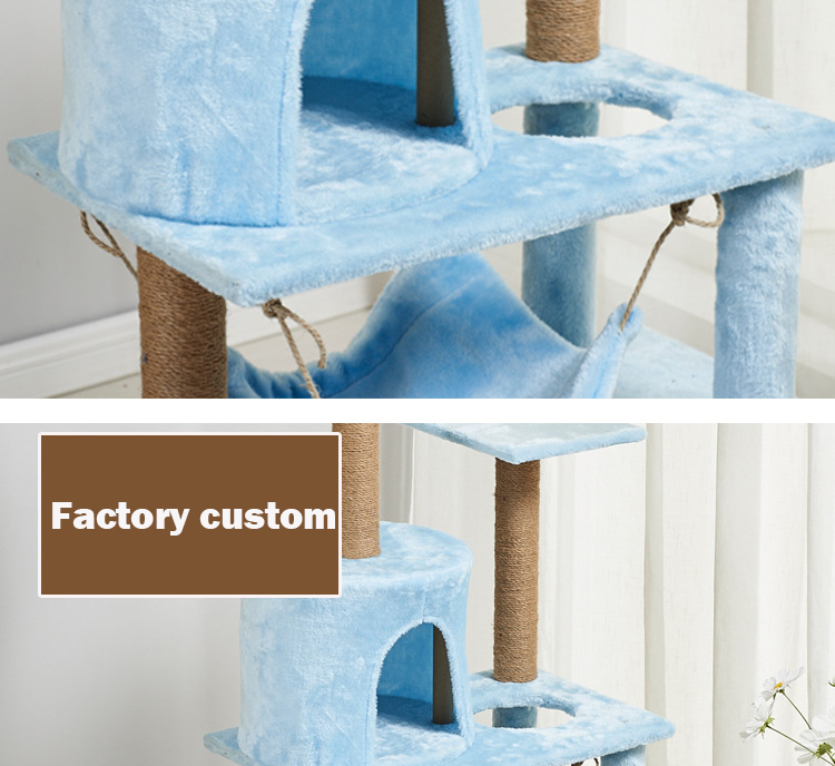38*55*130cm Sustainable Multilayer Tower for Large Cats Extra Large 49 Inches Big Cat Activity Black Climbing Tree House