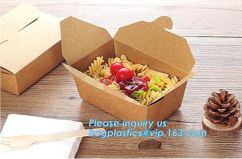 Cheap Cardboard foldable kraft paper lunch box with window,Lunch noodle fast food kraft paper box by customized logo pri