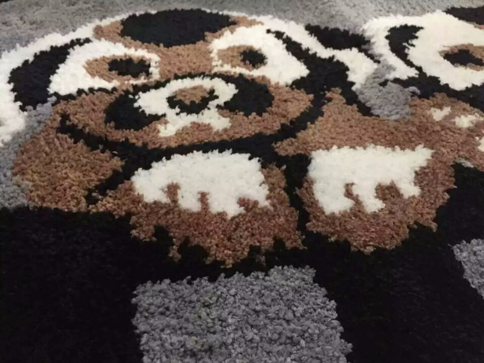 Dog pattern cut pile bath floor mat